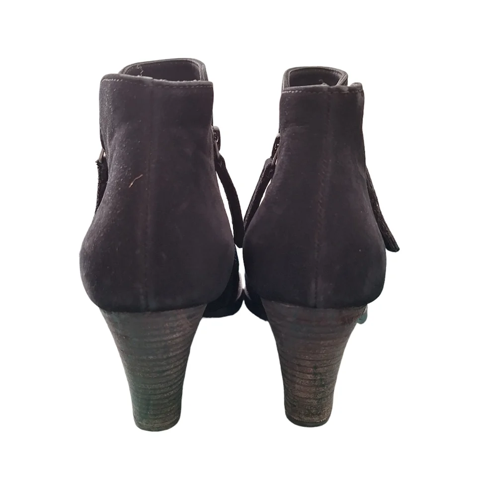 Paul Green Malibu Sliced Double Zip Up Ankle Boots Booties Black Suede sz6